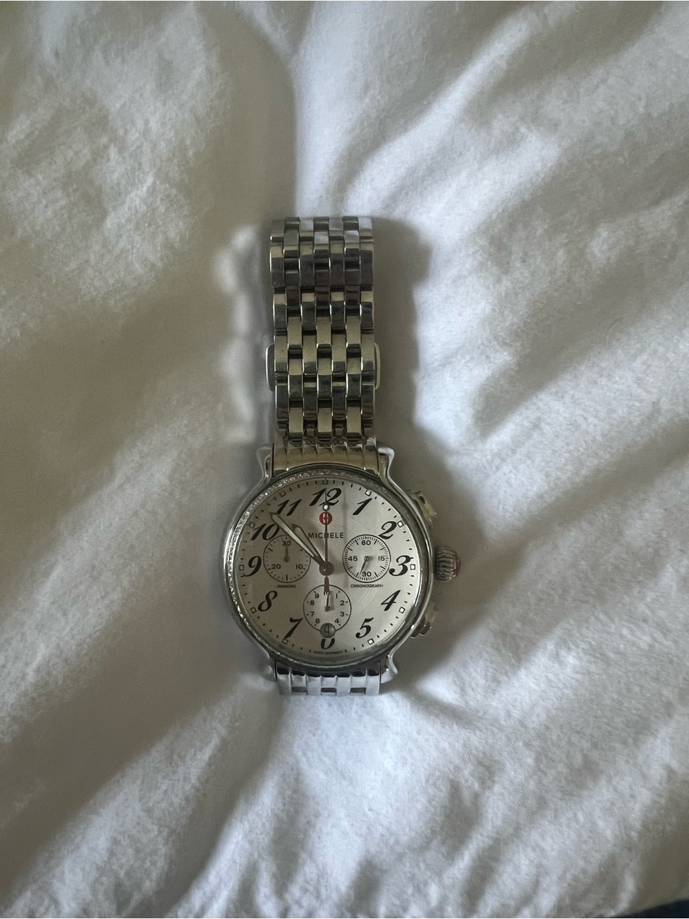 Michele Silver Stainless Steel Chronograph Bracelet Watch